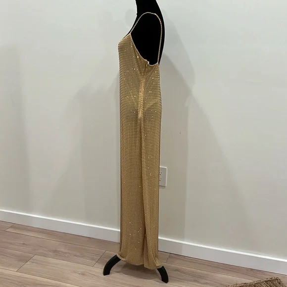 self-portrait YELLOW RHINESTONE MESH MIDI DRESS - Picture 9 of 14